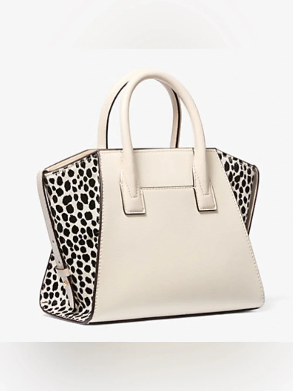 Michael Kors Avril Small Satchel Cream Leather Cheetah Calf Hair NWT Crossbody